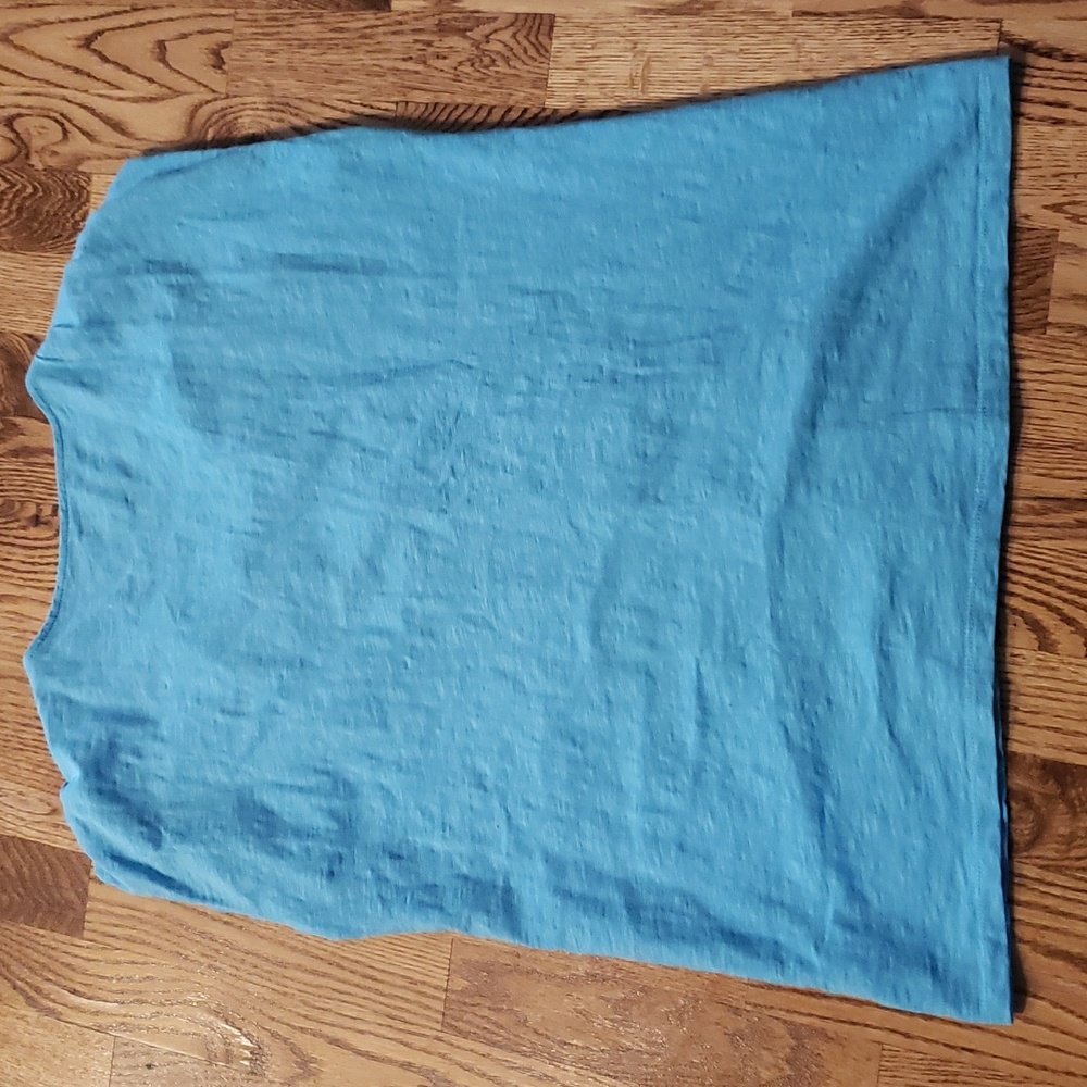 Blue Women's V-Neck Embroidered Tee - Picture 6 of 6